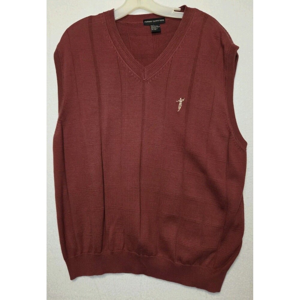 Fairway Outfitters Mens Large Maroon Burgundy Golfing Sweater Vest Pullover